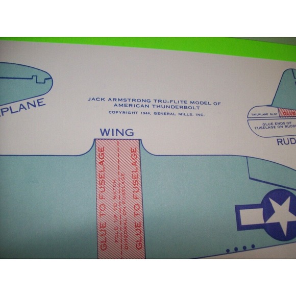 Airplane Toy Plane Jack Armstrong Tru-Flite Model Of American Thunderbolt 1944 - Picture 8 of 9